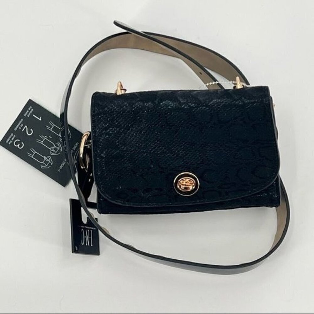 INC black snake embossed faux leather convertible bag belt